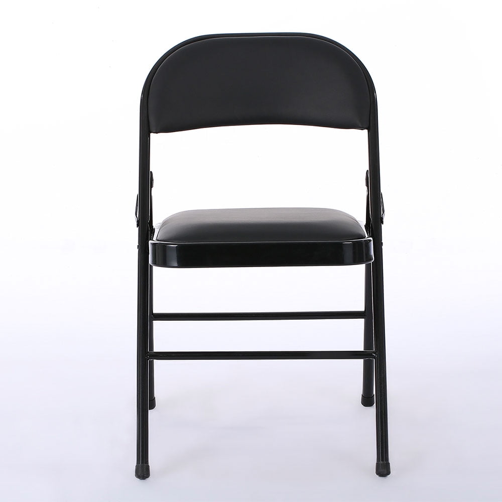 Zimtown Professional Folding Chairs 6PCS Black Leather Conference