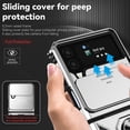 thumbnail image 3 of Dteck Samsung Galaxy Z Flip 4 Case with Ring Stand, Slide Lens Camera Cover 360 Degree Rotating Ring Kickstand Magnetic Military Grade Heavy Duty Rugged Case for Samsung Z Flip4,Silver, 3 of 9