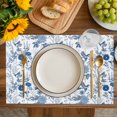 thumbnail image 4 of Flower Bird Placemats Set of 4, Vintage Blue Garden Country Wildflower Placemats for Dining Table, Place Mats for Kitchen Tabletop, Waterproof Wipeable Dining Table Mats Set, 4 of 9