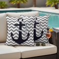 thumbnail image 4 of Grey Zigzag Outdoor Waterproof Pillow Covers, Coastal Nautical Anchor Stripes Decorative Square Throw Pillowcase Sofa Cushion Sham for Patio/Couch/Chair, 20"x20" 2 Pack, 4 of 8