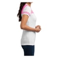 thumbnail image 3 of Womens Juniors Varsity Cotton/Polyester V-Neck Tee White/ Bright Pink X-Small, 3 of 6