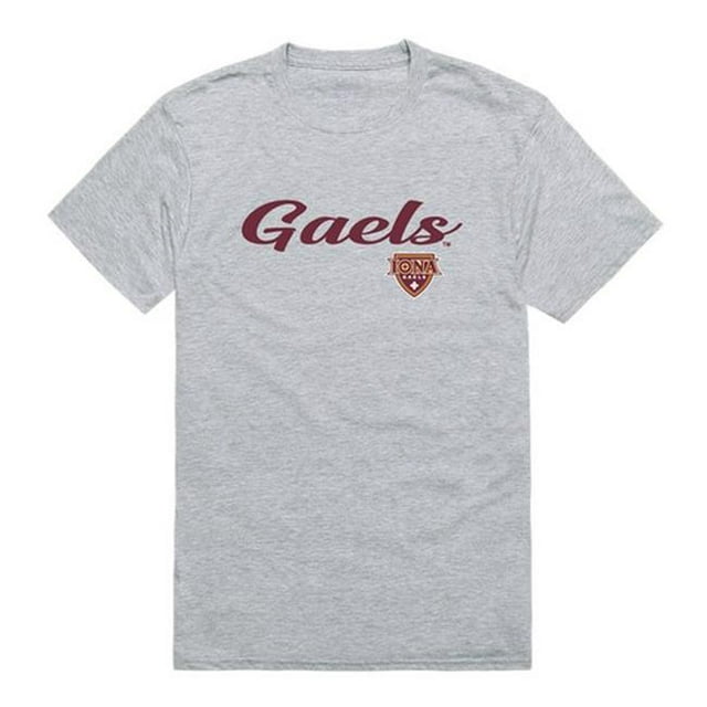 W Republic 554-315-HGY-01 Men Iona College Gaels Script T-Shirt, Heather Grey - Small