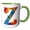Green/White, variant on 3drose, Colorful Monogram Letter Z, 11oz Two-tone Red Mug