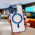 thumbnail image 3 of Best-selling Shockproof Waterproof Electroplated Craft Magnetic Transparent Mobile Phone Shells For iPhone 14 Plus Pro Max Cases, 3 of 4