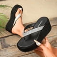 thumbnail image 2 of CYMMPU Women's Rhinestone Flip Flops, Open Toe Platform Wedge Thong Sandals, Slip Resistant Summer Beach Outdoor Casual Slip On Shoes Black 38, 2 of 8