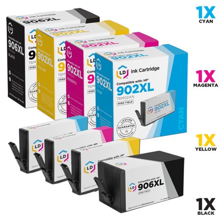 LD Remanufactured Replacement for 906XL & 902XL High Yield Cartridges: Black  Cyan  Magenta  Yellow for OfficeJet 6962  6975  6979 & OfficeJet Pro 6960  6968  6970  6974  6975  6978  6979
