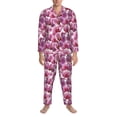 thumbnail image 3 of Naloa Orchids Flowers Men’s Pajamas Set - Long Sleeve Button Down Sleep Shirt and Pajama Bottoms Sleepwear Set-Medium, 3 of 7