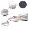 thumbnail image 6 of Rokment Women's Metallic Glitter Strappy Dress Shoes Vintage Casual Leather Pointed Toe Low Heels Slip on Ballet Flat Ballerina Walking Dress Loafers Silver Size 9.5, 6 of 8