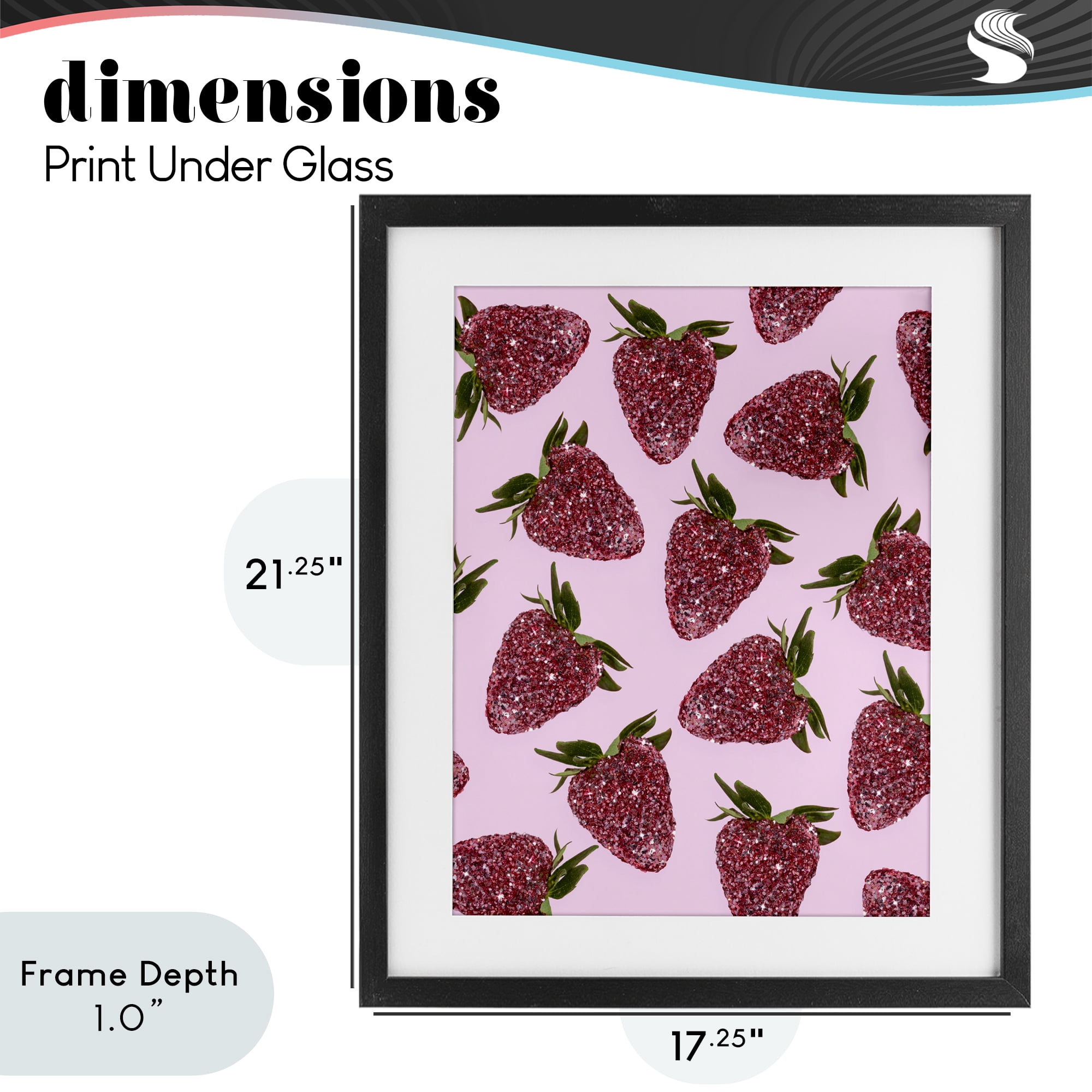 Stupell Industries Glimmer Strawberry Pattern Black Framed Print Under Glass, design by LISH Creative