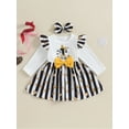 thumbnail image 2 of Bslissey Baby Girls New Year Dress Long Sleeve Letter Heart Print Bow Front A-line Dress with Headband Infant Toddler Casual Cute Clothes 3M 6M 9M 12M 18M 24M, 2 of 9