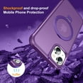 thumbnail image 4 of Compatible With iPhone 15 Magnetic Case Wireless Charging Built-in 120° Rotate Ring Holder[Hidden Kickstand] Shock-absorbent Hard PC Lightweight Plain Translucency Phone Cover,Purple, 4 of 7