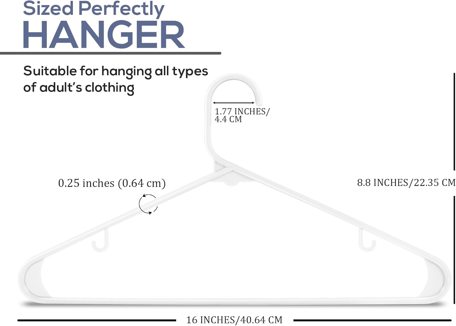 Plastic Hangers 50 Pack - Space Saving Clothes Hanger - Durable & Strong Closet Organizers and Storage with Built-in Strap Hooks - Essential for Shirts, Pants, Skirts & Coats (Aqua)