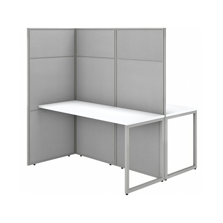 UPC: 0042976117757 | Bush Business Furniture 60 in. Easy Office Collection 2 Person Desk with 66 in. Cubicle Panel  Pure White