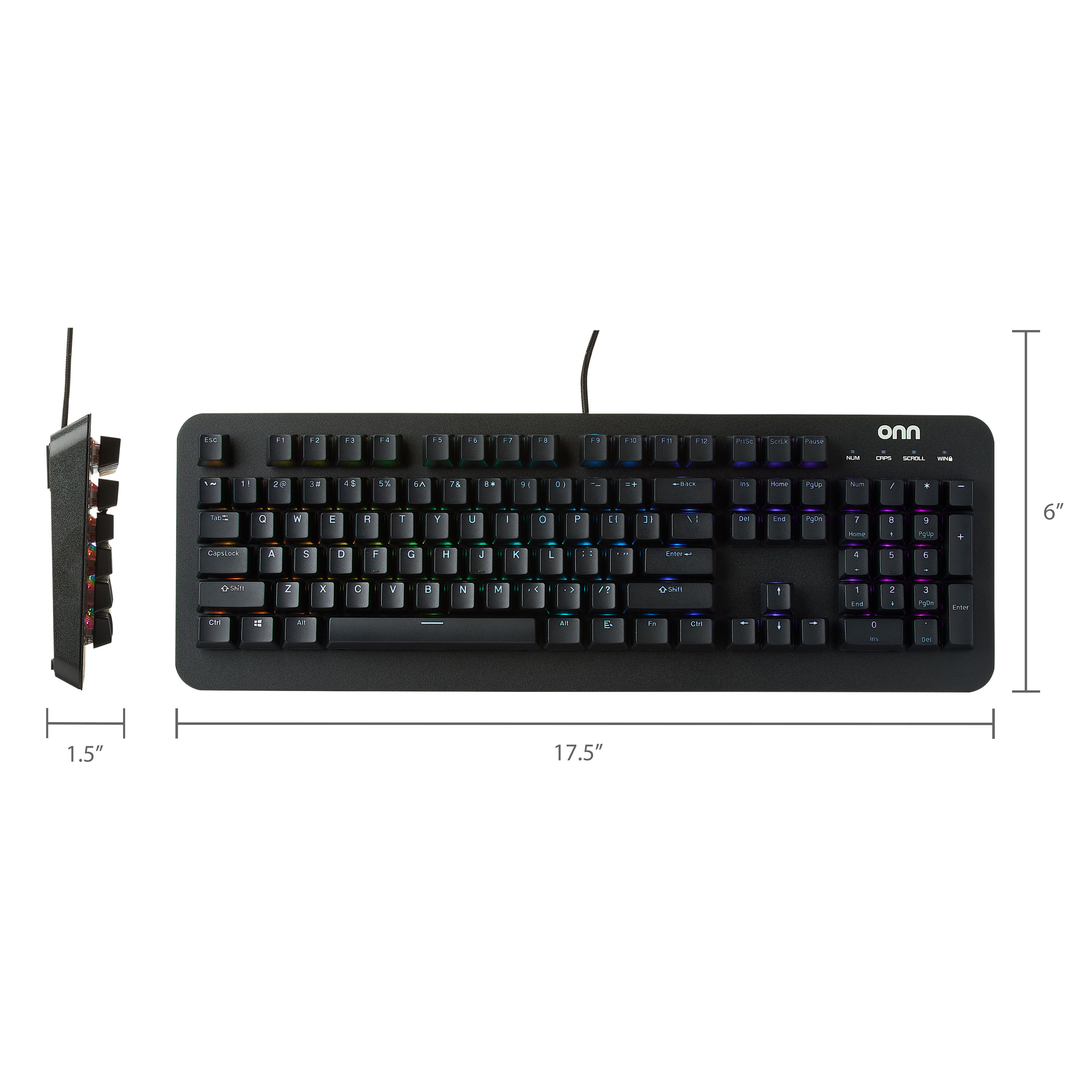 Teclado mecánico gamer onn con interruptores azules y iluminación LED de 16.8M, 104 teclas 8