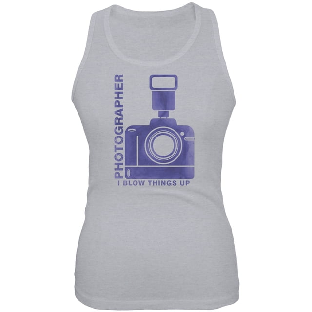 Photographer Blow Things Up Funny Heather Grey Juniors Soft Tank Top