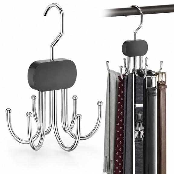 Belt Organizer for Closet,2PCS Tie Rack, Belt Tie Hanger for Closet,Tie Organizer for Men,Hanging Closet Organizer Hook for Belt, Bra, Tank Top, Tie, Scarf, Hat, Purse,Black