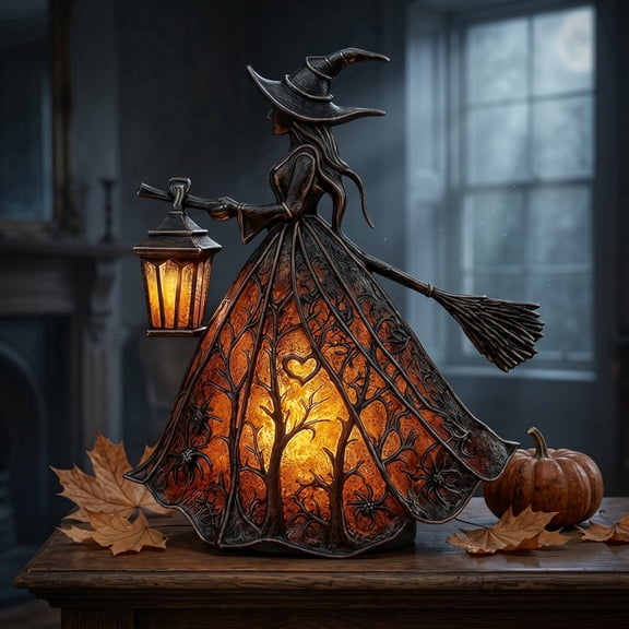Halloween Decor, Halloween Witch Lamp, Gothic Spooky Ambiance Night Light for Indoor Party and Outdoor Halloween Decor