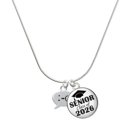 Delight Jewelry Silver-tone Emoticon :-O – Surprise – Silvertone Senior Class of 2026 Dome Necklace 18