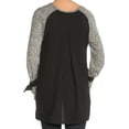thumbnail image 2 of Kensie Womens Tie Sleeve Knit Blouse, Grey, Large, 2 of 2