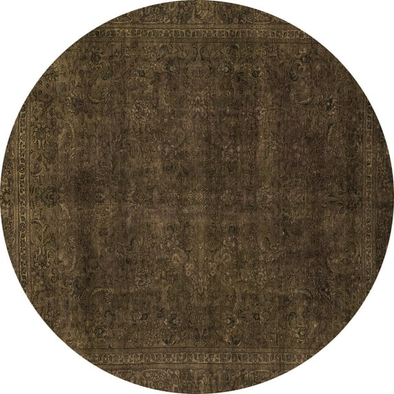Ahgly Company Indoor Round Abstract Brown Modern Area Rugs, 3' Round