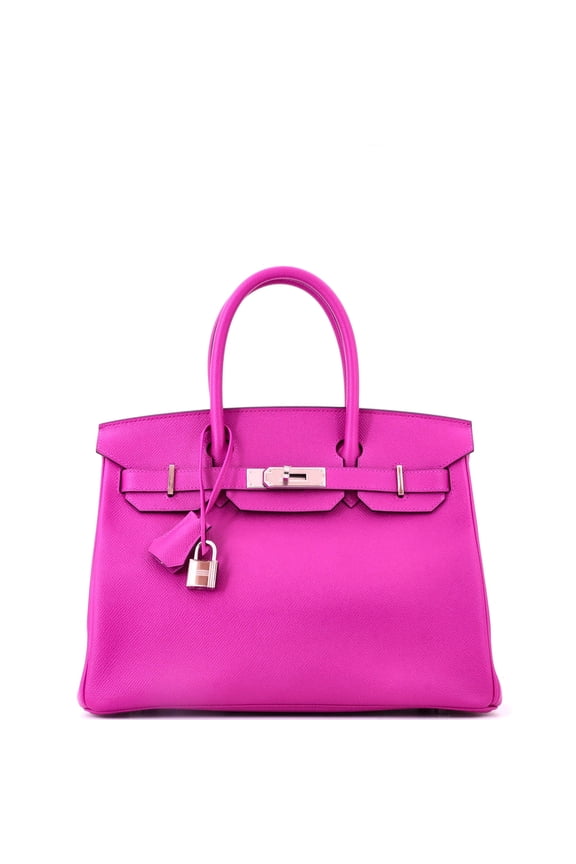 Pre-Owned Birkin Handbag Rose Pourpre Epsom with Palladium Hardware 30 By Rebag