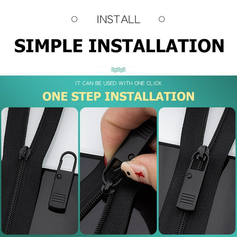 8 Pieces Zipper Pull Replacement Zipper Repair Kit Zipper Slider Pull Tab Metal Zipper Fixer Head for Luggage Backpack Jacket Suitcase Coat (Black