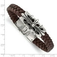 thumbnail image 3 of White Stainless Steel bracelet Cord, Leather & Rubber Brown Men's 8.5 in, 3 of 3