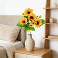 thumbnail image 5 of Artificial Sunflower Faux Bouquet Realistic Silk for Home Vase Wedding Centerpiece Housewarming 11.8 Inch, 5 of 6