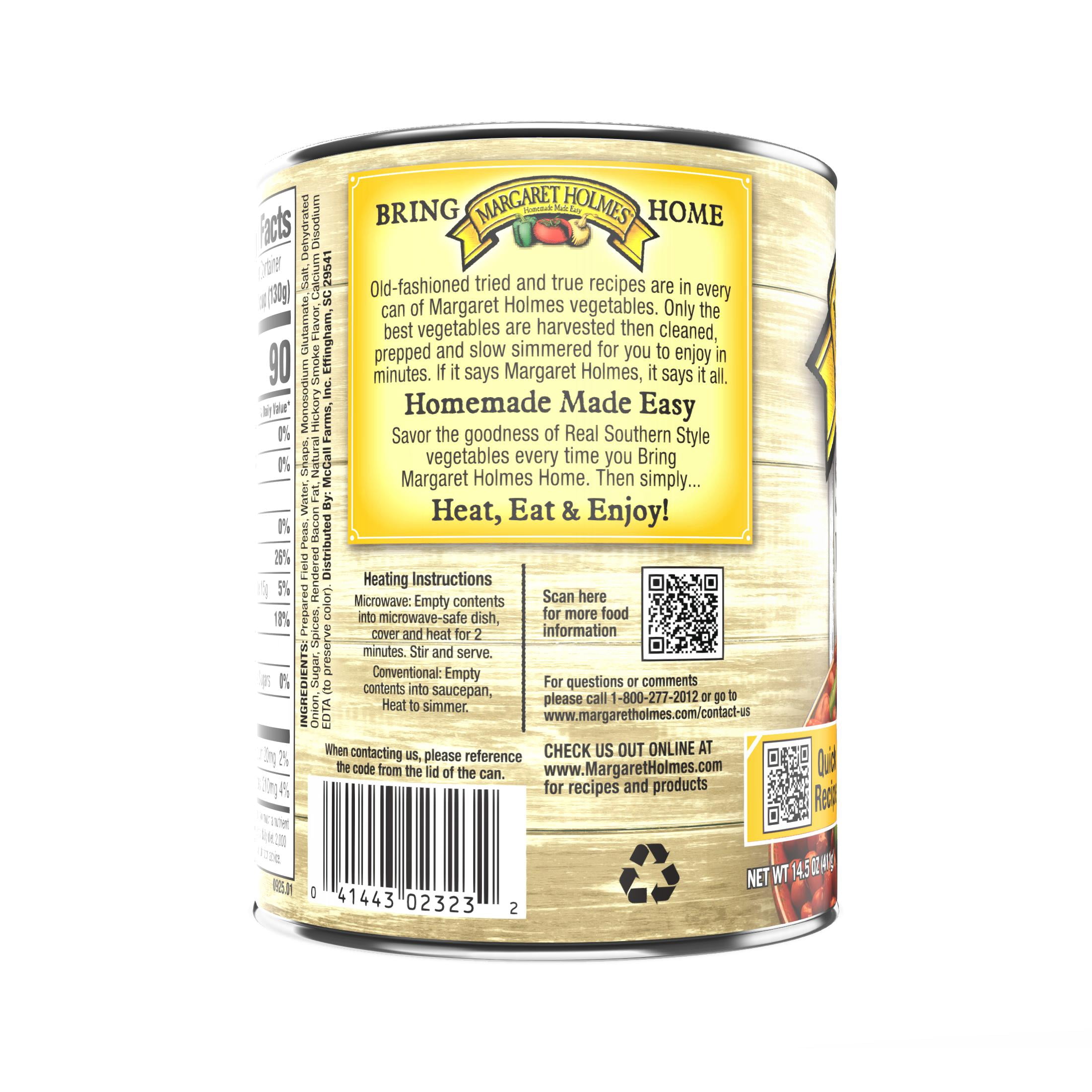 (8 pack) Margaret Holmes Field Peas and Snaps, Canned Vegetables, 15 oz