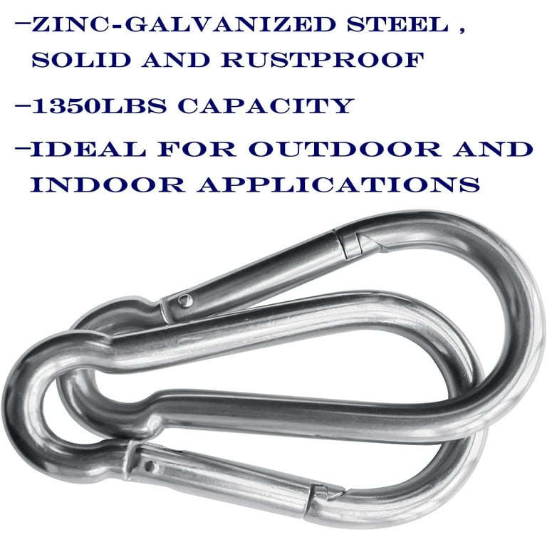 10Pack 5.5 Inch Spring Snap Hooks, Heavy Duty Carabiner Clips for Swing,  12MM 1/2” Quick Chain Link Buckle Clip Keychain Carabiners for Hammock  Fitness Gym Boating-1350lbs Capacity 