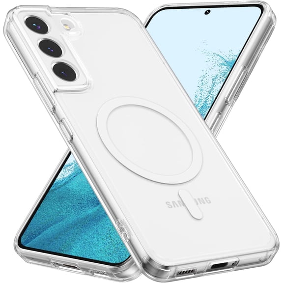 Transparent Magnetic Phone Case for Sumsung S23, Support Wireless Charging, Anti-Slip and Anti-Drop