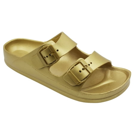 

LAVRA Women Double Buckle Sandals EVA Adjustable Rubber Slides