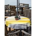 thumbnail image 6 of Yellow Grey Ombre Outdoor Tablecloth with Umbrella Hole, Abstract Art Oil Painting Rustic Modern Spillproof Waterproof Outdoor Table Cover, Patio Tablecloths for Party/Garden/Picnic, Round 60 inch, 6 of 9