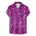thumbnail image 5 of Telankuip Men's Mardi Gras Sequin Printed Shirts Short Sleeve Lapel Button down Sparkly 70s Disco Outfits Casual Thin Comfy Shiny Wedding Carnival Party Clubwear Tops Hot Pink M, 5 of 5