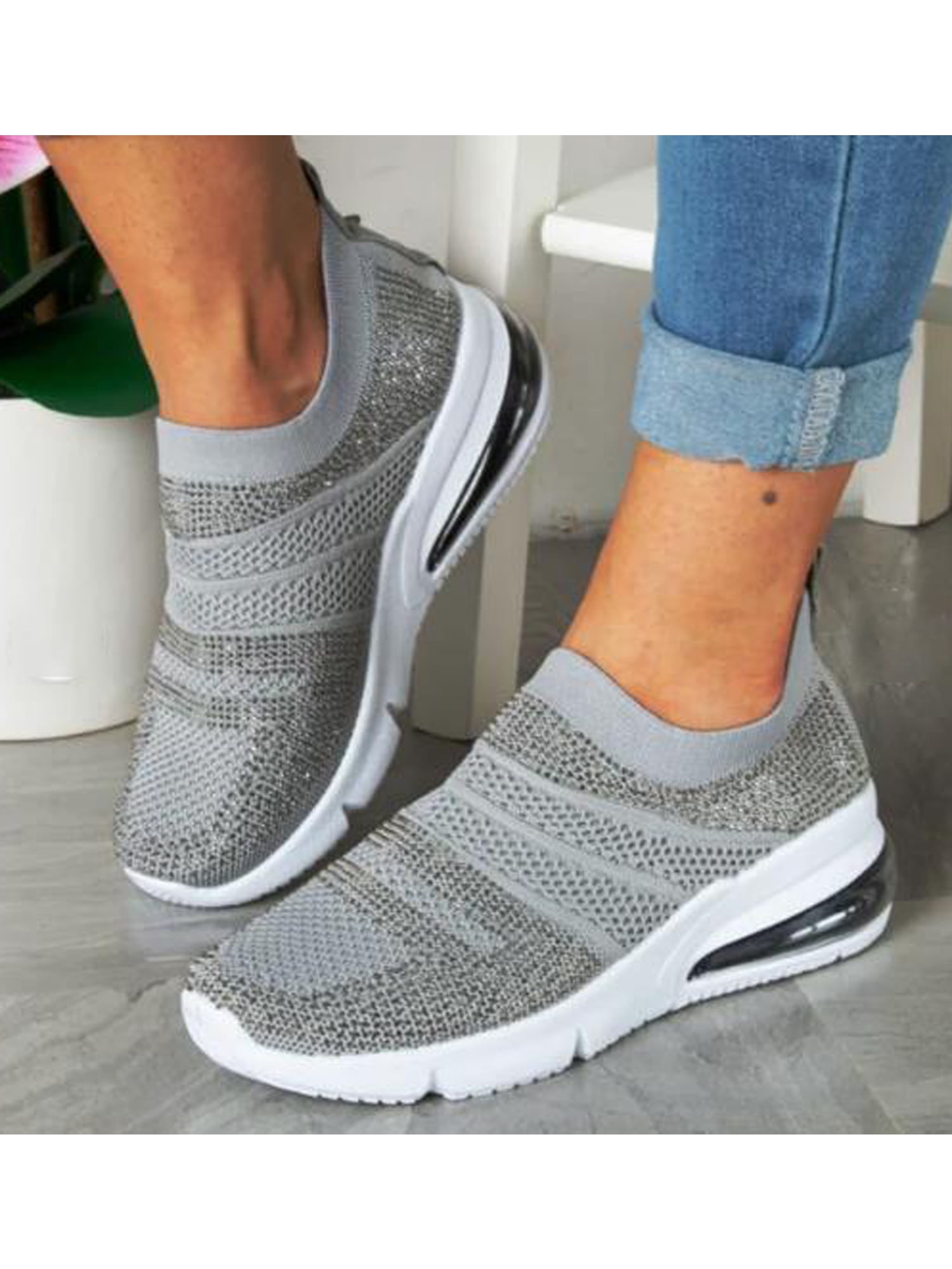 womens grey slip on trainers