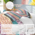 thumbnail image 2 of 3 Piece Boho Duvet Cover Set Full Size,Microfiber Comforter/Quilt Cover with Corner Ties and 2 Pillowcases,Colorful Striped Ethnic Geometric Modern Abstract Art All Season Bedding with Zipper Closure, 2 of 8