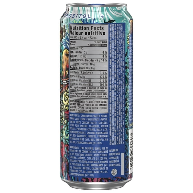 Monster Punch + Energy Aussie Style Lemonade 160mg Caffeine 24 Count 473mL IMPORTED FROM CANADA