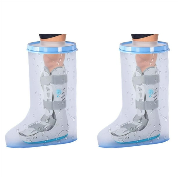2X Cubierta de Pierna Extra Impermeable para Ducha con Fondo Antideslizante para Protector de Pierna para Heridas de Cirugía de Pierna