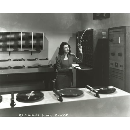 Ann Miller Operating on a Radio Station in a Classic Portrait Photo