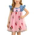 thumbnail image 3 of HAOTAGS Girls Dresses Ruffles Sleeve Fashionable Smock Neck Summer Denim Dress Pink Size 6, 3 of 8