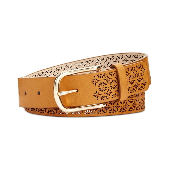 INC International Concepts Perforated Leather Belt (Cognac, X-Large)