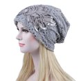 thumbnail image 2 of 1PC Women'S Lace Postpartum Hot Chemotherapy Cap Gray Cotton Women Lace Flower Slouchy Baggy Head Cap Chemo Beanie Cancer Hat Turban, 2 of 2