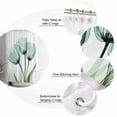 thumbnail image 3 of Teal Floral Shower Curtain, 66" x 72", Teal Tulips Green Leaf Watercolor Plant Waterproof Bathroom Curtain Washable Shower Curtain Set with 12 Hooks, 3 of 6