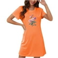 thumbnail image 1 of Xysaqa Chemises de Nuit & Chemises de Nuit pour Femmes, Chemises de Nuit pour Femmes Douces à Manches Courtes Robe de Nuit Imprimée Florale Vêtements de Nuit Liquidation Orange TG, 1 of 2