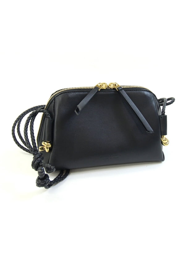 Pre-Owned Bottega Veneta Shoulder Bag 816975 Black Leather Mini Pouch for Women BOTTEGA VENETA