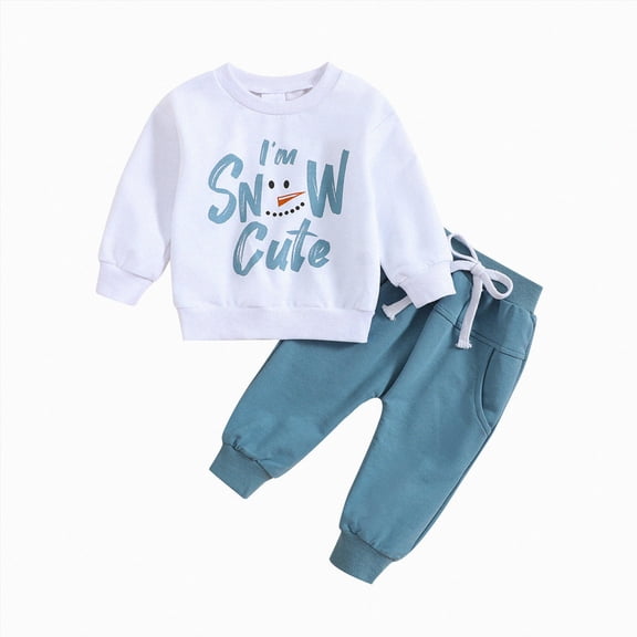 zuwimk Toddler Baby Boy Fall Winter Clothes Letters Fish Embroidery Crewneck Sweatshirt Pants Sets Cute Baby Boy Outfits (3-6 Months,White)