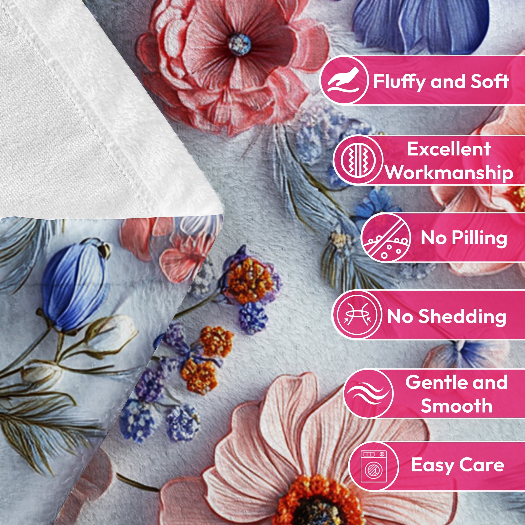 Flannel Fleece Throw Blanket, Soft Large Throw Blanket, Lightweight Cozy Plush Throw Blanket Fit Sofa Bed, 40"x50", Florals