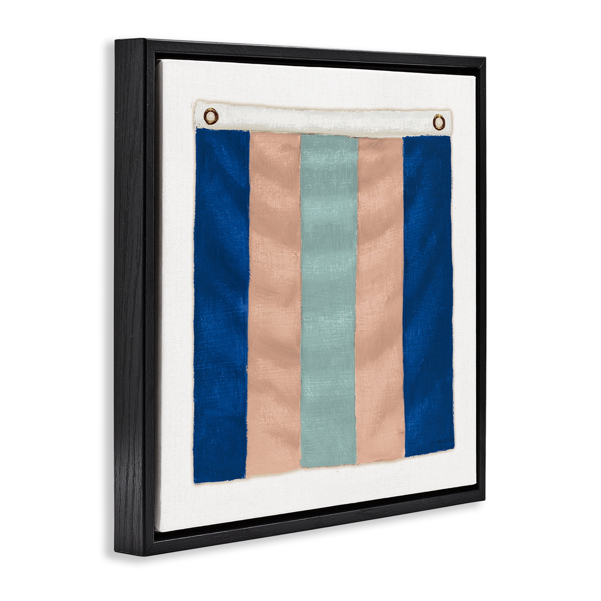 Stupell Industries Striped Nautical Flag Nautical & Beach Painting Black Floater Framed Canvas Art Print Wall Art, 25 x 25