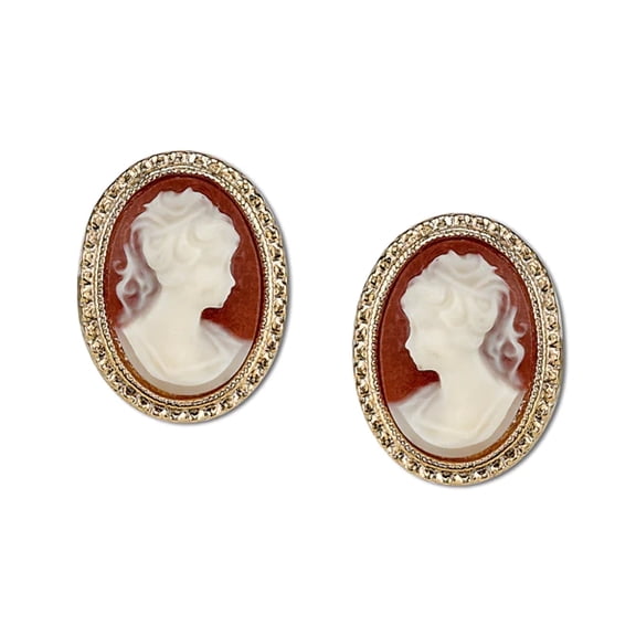 1928 Jewelry Faux Cameo Stud Earrings