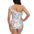 thumbnail image 6 of Yiaed Back To School Print Women One Piece Swimsuits Tummy Control One Shoulder Bathing Suits Pattern Ruffle Swimwear-XX-Large, 6 of 8
